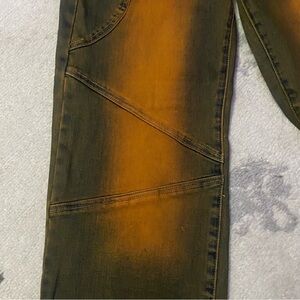 Fashion Nova Vibrant Orange and Black Straight Leg Jeans